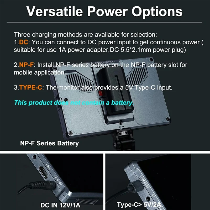 FEELWORLD FW759 PRO 7 caliński monitor kamerowy z ekranem dotykowym, wejście HD/AV, wyświetlacz IPS do fotografii i wideografii