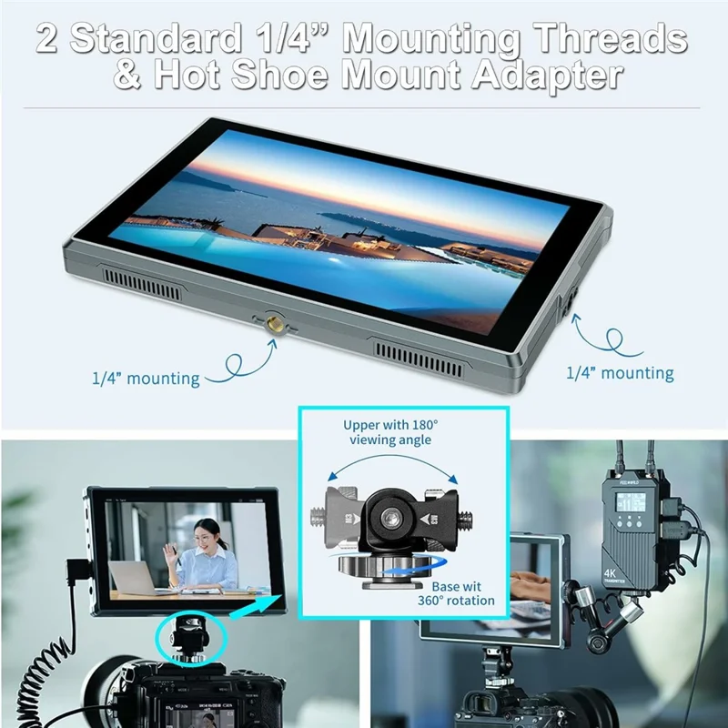 FEELWORLD FW759 PRO 7 caliński monitor kamerowy z ekranem dotykowym, wejście HD/AV, wyświetlacz IPS do fotografii i wideografii