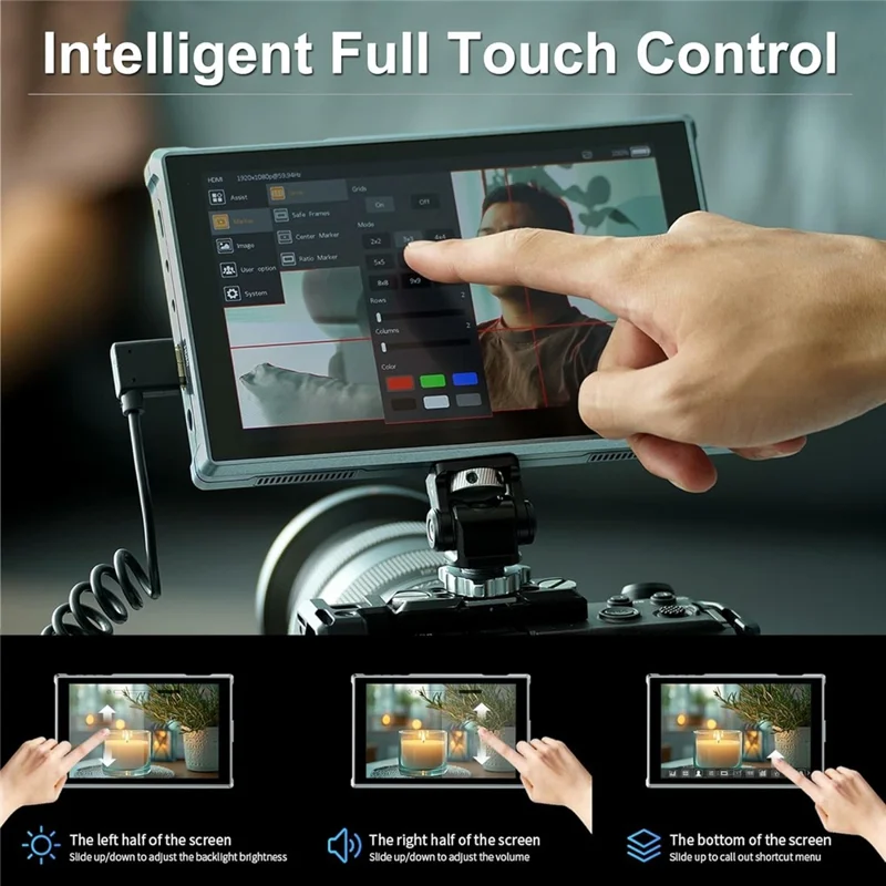 FEELWORLD FW759 PRO 7 caliński monitor kamerowy z ekranem dotykowym, wejście HD/AV, wyświetlacz IPS do fotografii i wideografii