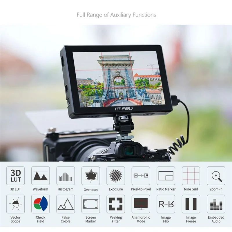 FEELWORLD T7S PRO 7 tum kameramonitor med extra ljusstark skärm för fotografering