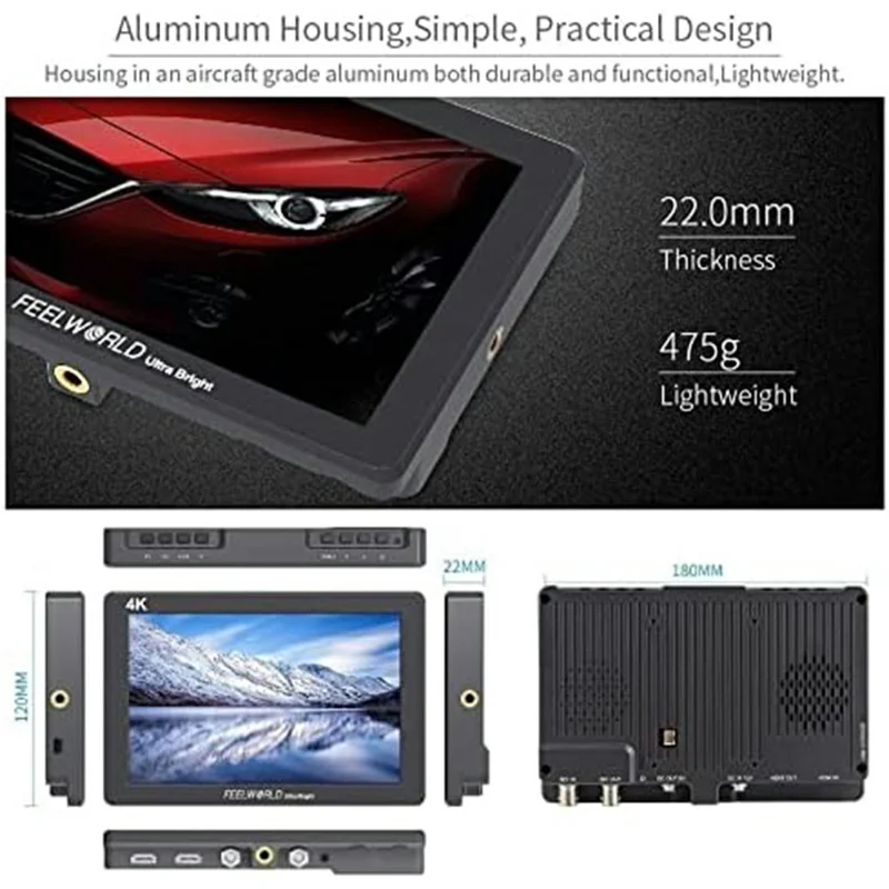 FEELWORLD P7S Monitor de cámara de 7 pulgadas 4K HD SDI Pantalla de alta luminosidad para Realización de películas / Producción de vídeo