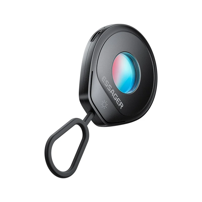 ESSAGER Detektor podczerwieni, urządzenie anty-szpiegowskie, wykrywacz kamer, ładowane przez port typu C, mini przenośny sprzęt bezpieczeństwa - Czarny