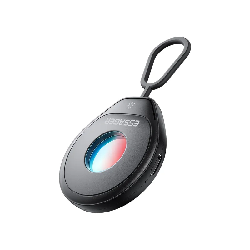 ESSAGER Detektor podczerwieni, urządzenie anty-szpiegowskie, wykrywacz kamer, ładowane przez port typu C, mini przenośny sprzęt bezpieczeństwa - Czarny