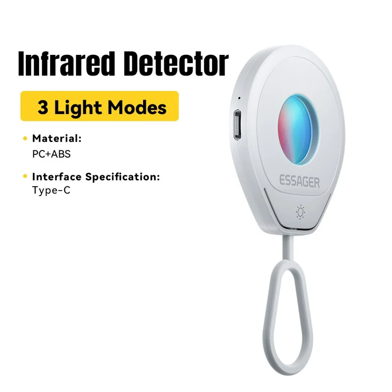 ESSAGER Infrared Detector Anti Spy Camera Finder Type-C Rechargeable Mini Portable Security Device - White