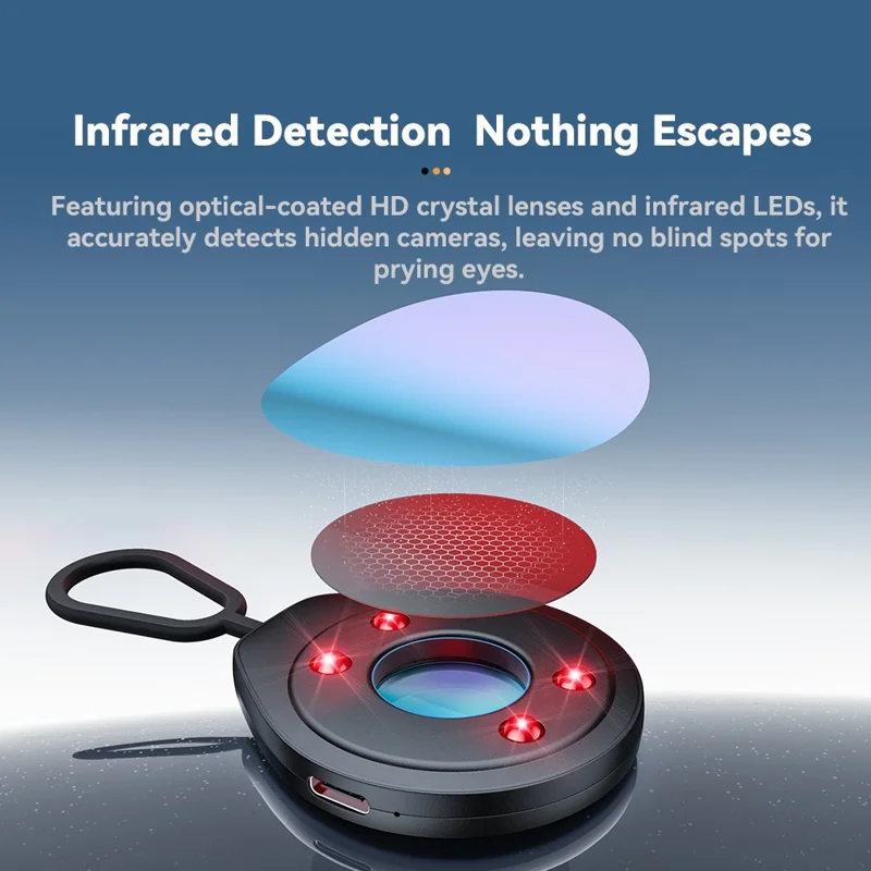 ESSAGER Infrared Detector Anti Spy Camera Finder Type-C Rechargeable Mini Portable Security Device - White
