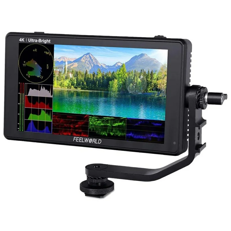 FEELWORLD LUT6S Monitor de campo de cámara de 6 pulgadas 2600 nits con pantalla táctil 3G-SDI HDR 3D LUT 4K HD 1920x1080 IPS