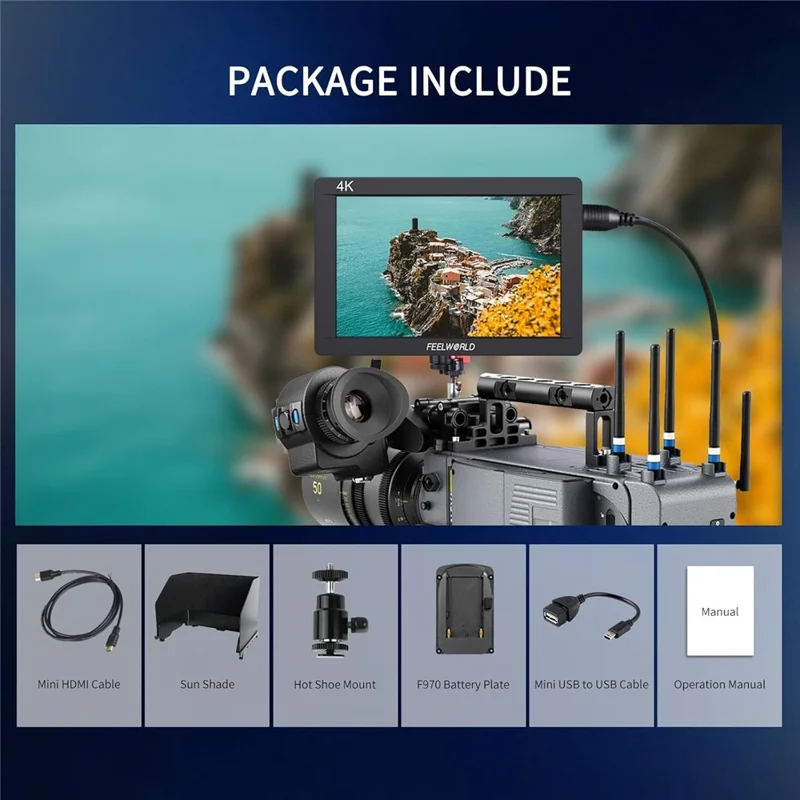 FEELWORLD FW703 Monitor de 7 pulgadas IPS 3G-SDI 4K Pantalla Completa HD DSLR para Cámara de Campo