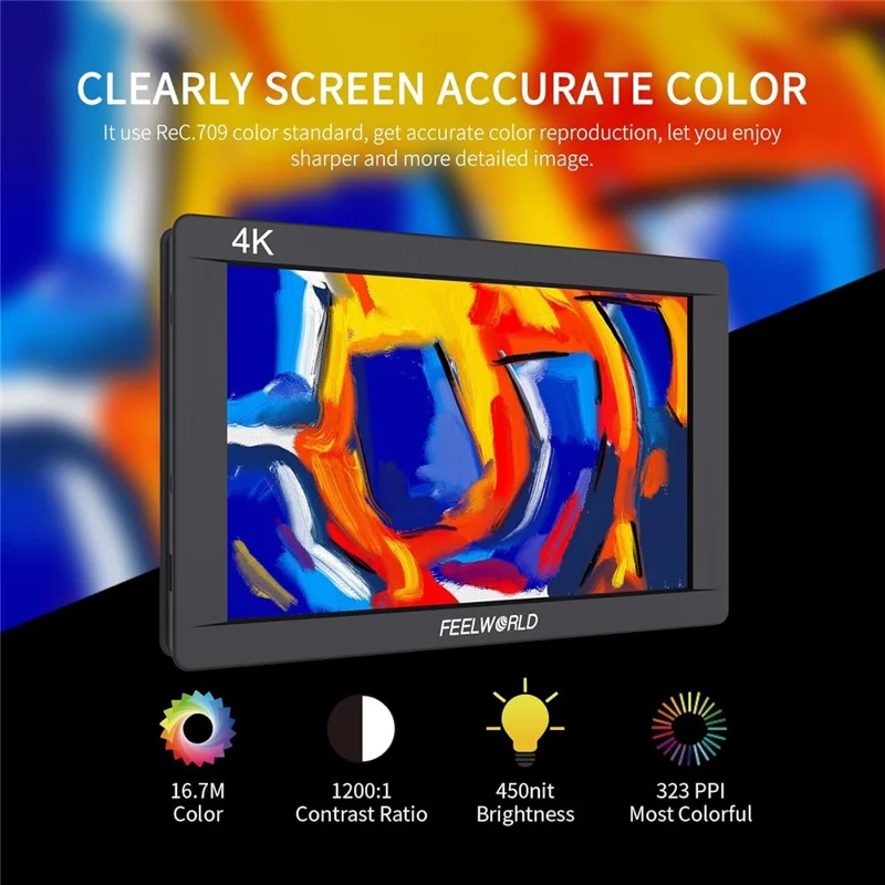 FEELWORLD FW703 Monitor de 7 pulgadas IPS 3G-SDI 4K Pantalla Completa HD DSLR para Cámara de Campo