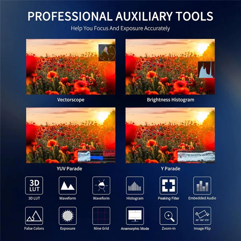 FEELWORLD FW703 Monitor de 7 pulgadas IPS 3G-SDI 4K Pantalla Completa HD DSLR para Cámara de Campo