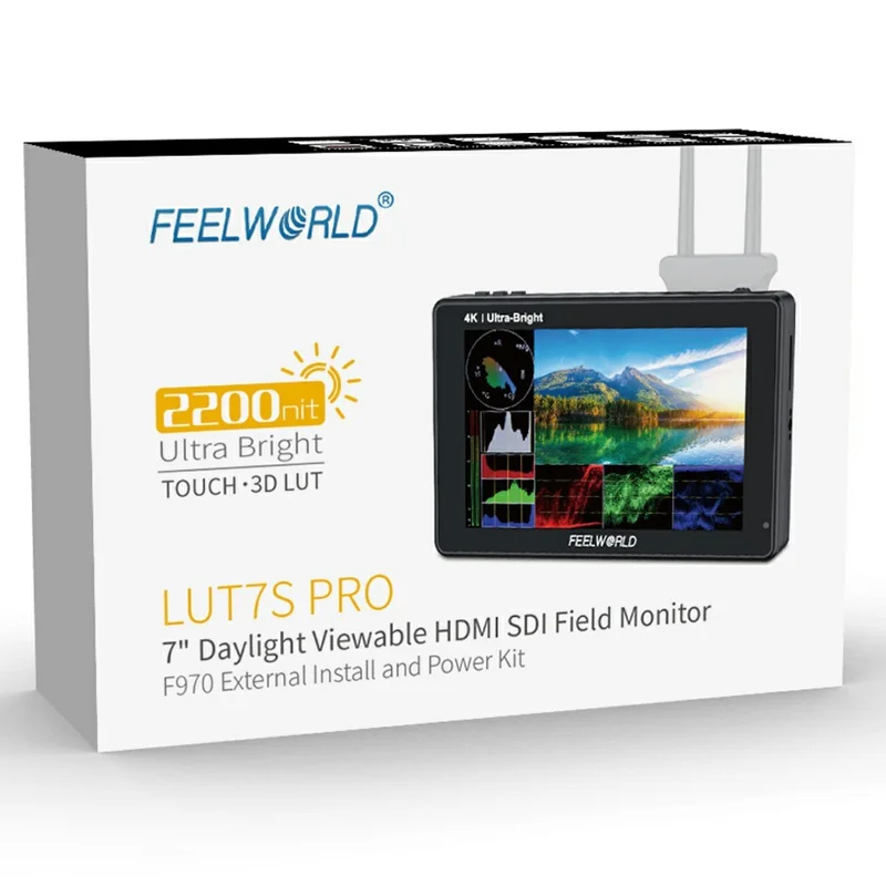 FEELWORLD LUT7S PRO 7 tum 2200 nits 3D LUT Touch Screen DSLR-kameramonitor med 4K HD 3G-SDI-ingång/utgång