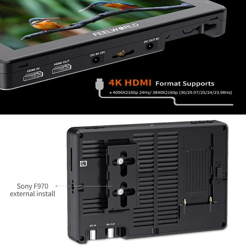 FEELWORLD LUT7S PRO 7 tum 2200 nits 3D LUT Touch Screen DSLR-kameramonitor med 4K HD 3G-SDI-ingång/utgång