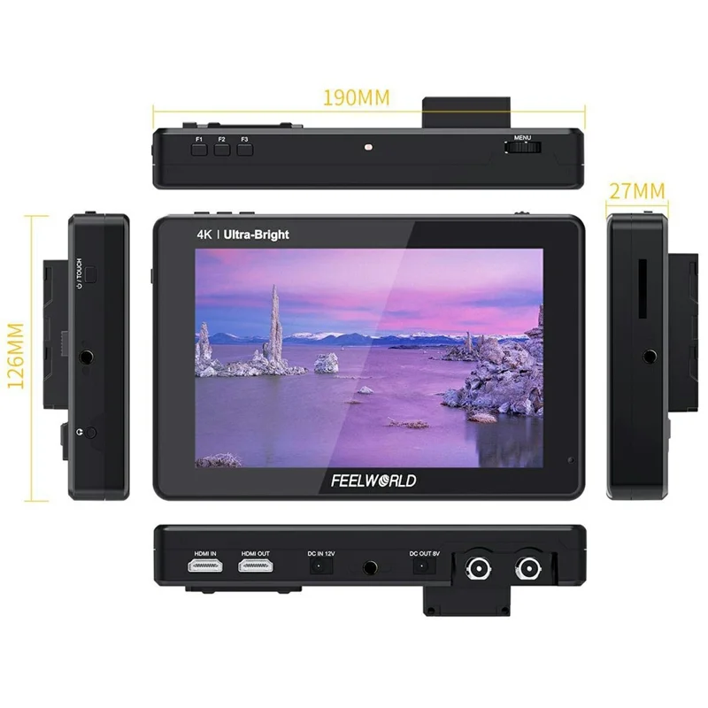 FEELWORLD LUT7S PRO 7 tum 2200 nits 3D LUT Touch Screen DSLR-kameramonitor med 4K HD 3G-SDI-ingång/utgång