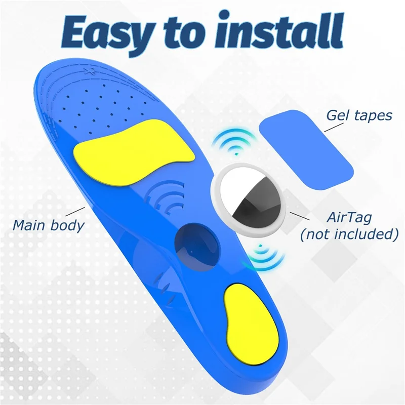 حشوات لأحذية تتضمن حامل لجهاز تتبع Apple AirTag، نعال مصنوع من مادة البولي يوريثان المقاوم للصدمات، مع فيلم واقي أمامي وخلفي - 135-150 مم