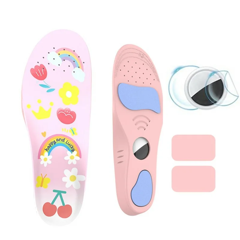 For Apple AirTag Tracker Holder Cartoon Pattern Shock Absorbing PU Insoles, with Front and Back Protective Film - Pink  /  135-150mm