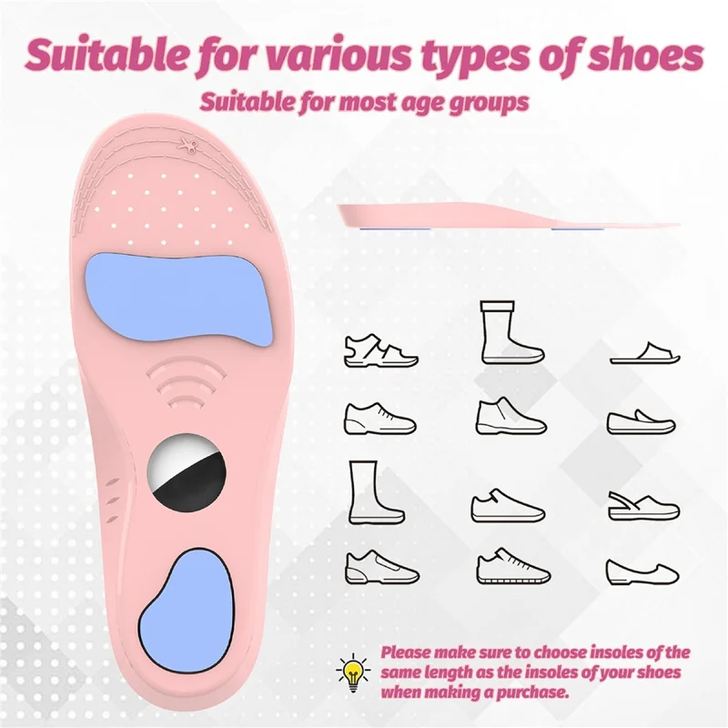 For Apple AirTag Tracker Holder Cartoon Pattern Shock Absorbing PU Insoles, with Front and Back Protective Film - Pink  /  135-150mm