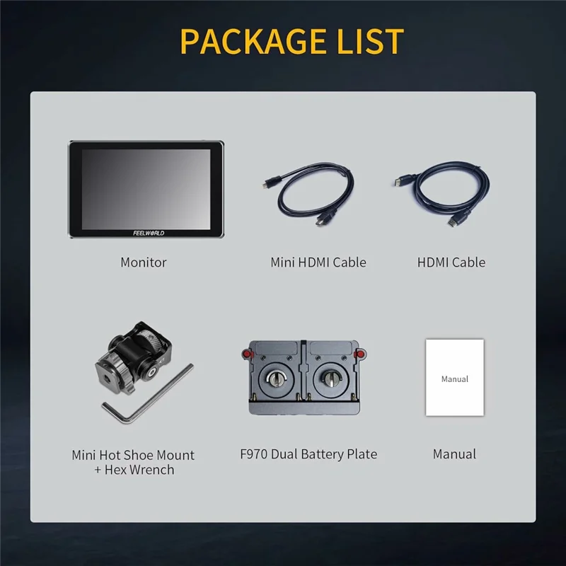 FEELWORLD S7 12G-SDI HD 2.0 Monitor de campo de cámara de 7 pulgadas 4K HD HDR / Pantalla táctil de panel IPS de 3D LUT 16:10 con forma de onda