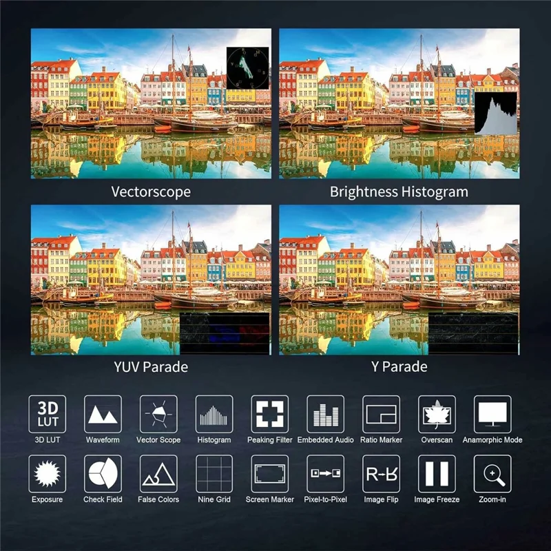 FEELWORLD S7 12G-SDI HD 2.0 Monitor de campo de cámara de 7 pulgadas 4K HD HDR / Pantalla táctil de panel IPS de 3D LUT 16:10 con forma de onda