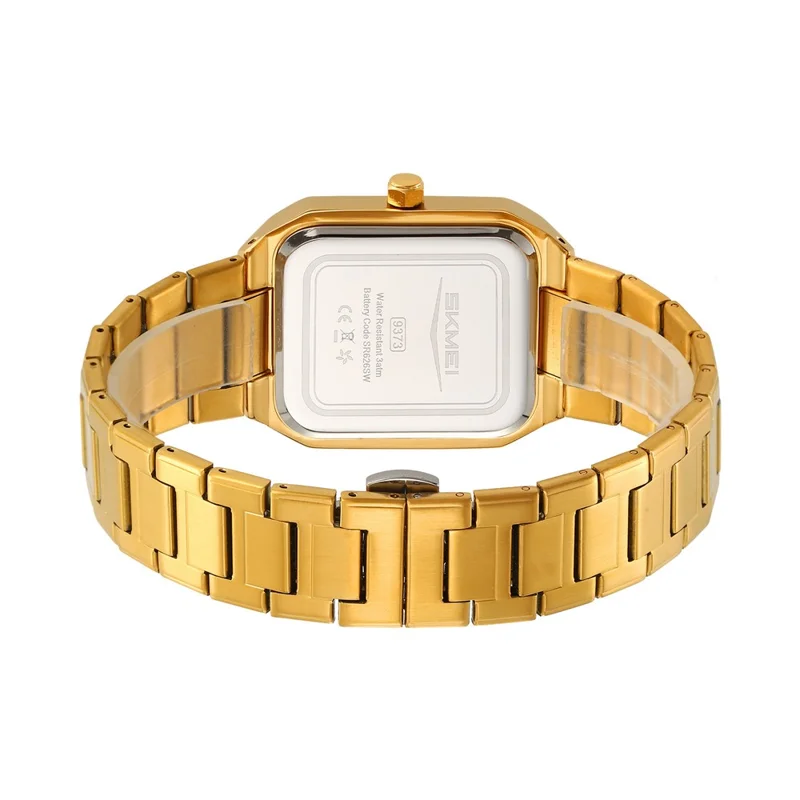 SKMEI 9373 Montre à Quartz avec Bracelet en Acier Inoxydable et Fonction Calendrier pour Hommes d'Affaires avec Affichage Analogique - Noir+Noir