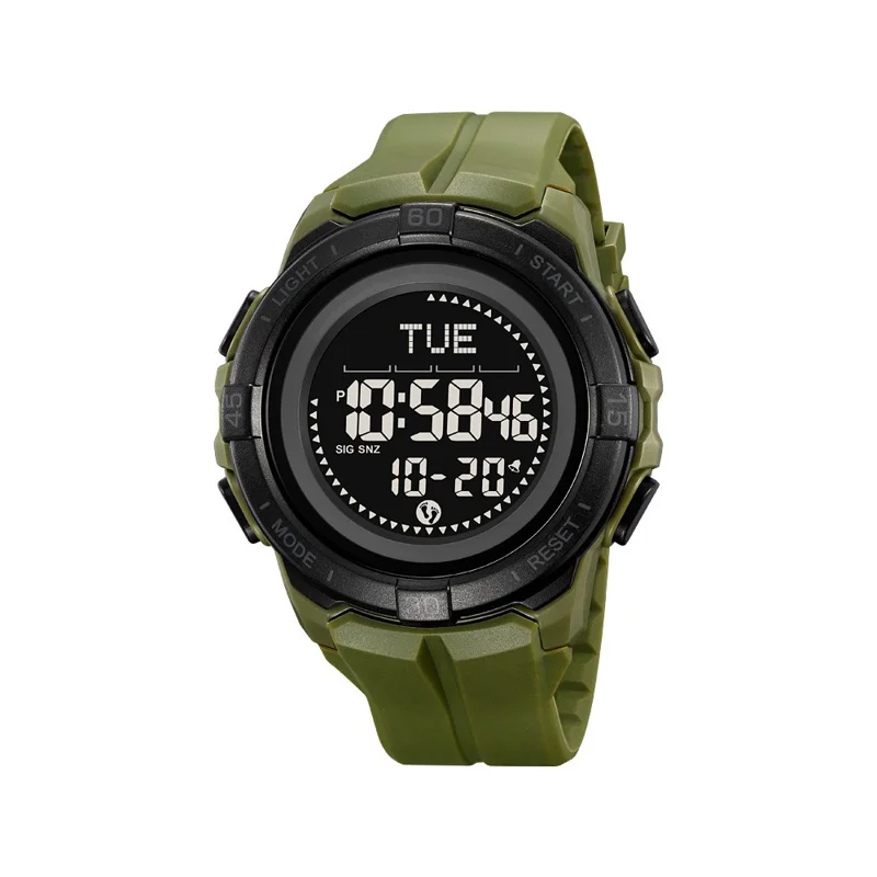SKMEI 2564 Montre Pédomètre de Plein Air avec Boussole Montre Électronique Multifonctionnelle - Vert Armée