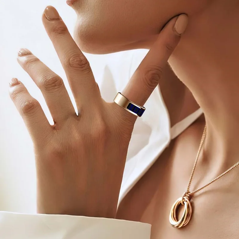 SR16 Digital Display Smart Ring Sleep Tracking Blood Oxygen Heart Rate Monitor Prayer Counter with Charging Case - Silver / Size 8