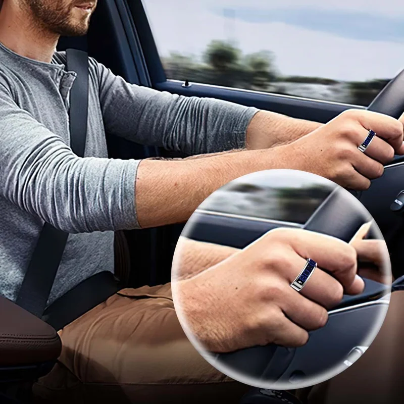 SR16 Digital Display Smart Ring Sleep Tracking Blood Oxygen Heart Rate Monitor Prayer Counter with Charging Case - Silver / Size 8