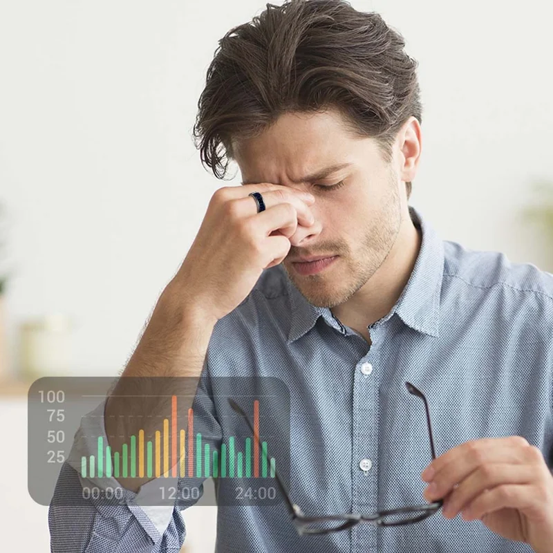 SR16 Digital Display Smart Ring Sleep Tracking Blood Oxygen Heart Rate Monitor Prayer Counter with Charging Case - Silver / Size 8