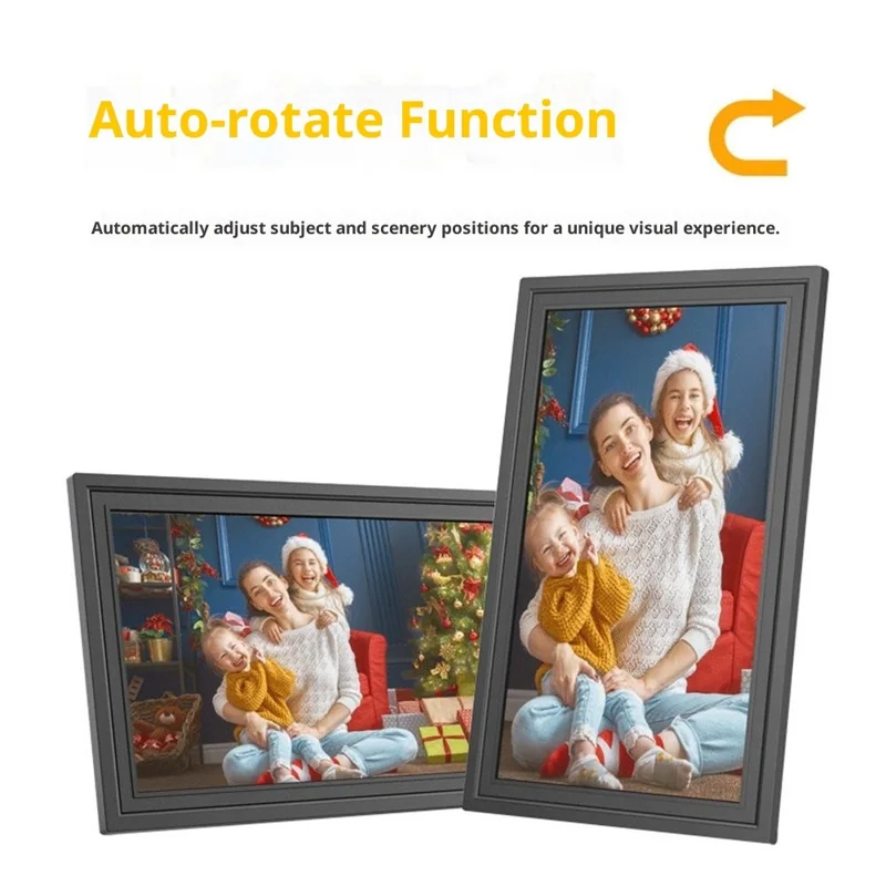 10,1 tommer digital billedramme med WiFi, touch, smart cloud-ramme, understøtter billedoverførsel via app, automatisk rotation - EU-stik