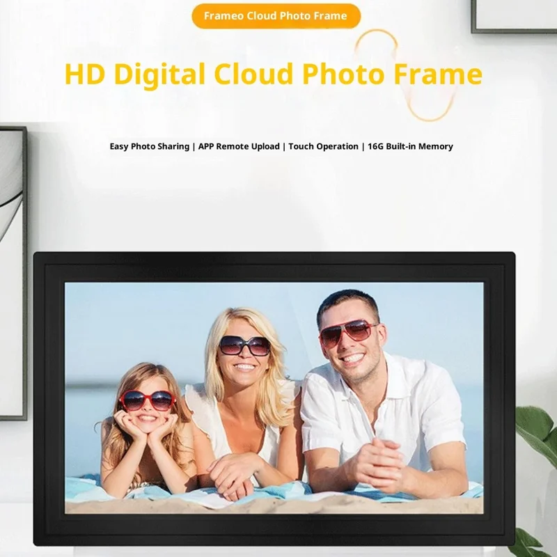 10,1 tommer digital billedramme med WiFi, touch, smart cloud-ramme, understøtter billedoverførsel via app, automatisk rotation - EU-stik