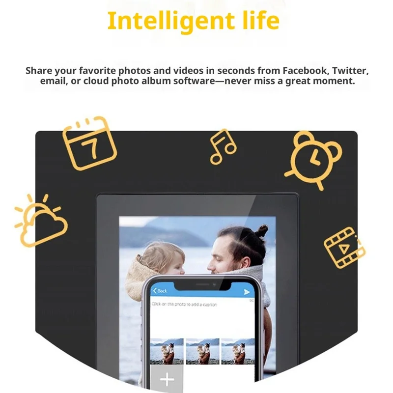 10,1 tommer digital billedramme med WiFi, touch, smart cloud-ramme, understøtter billedoverførsel via app, automatisk rotation - EU-stik