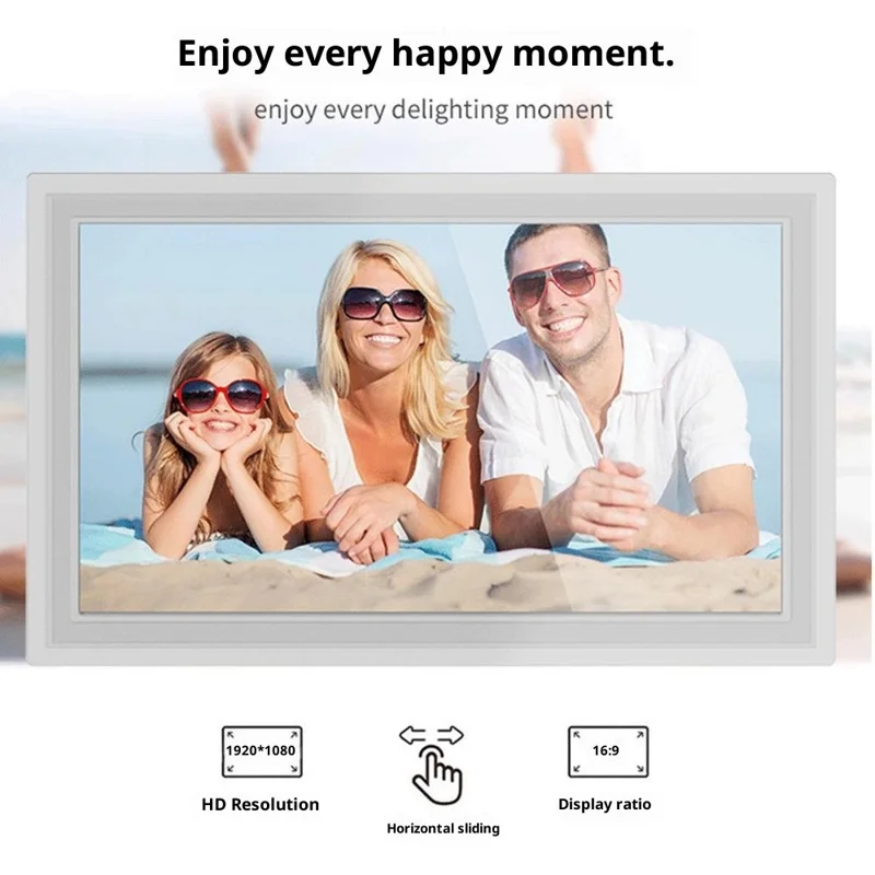 10,1 tommer digital billedramme med WiFi, touch, smart cloud-ramme, understøtter billedoverførsel via app, automatisk rotation - EU-stik