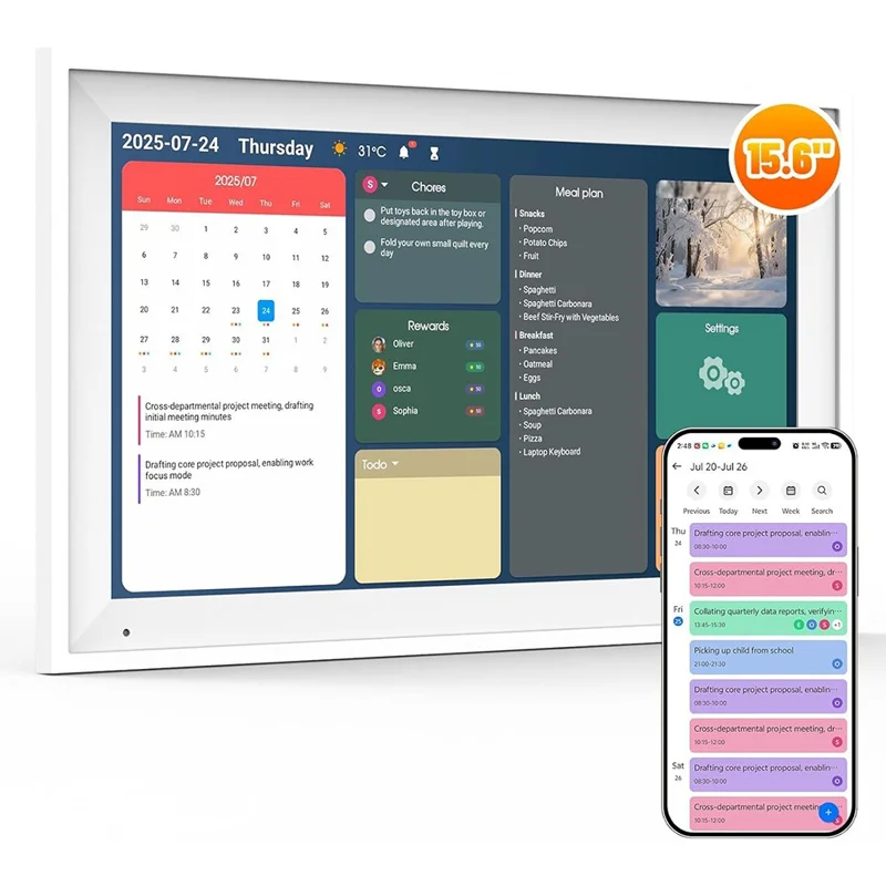 15.6 inch Smart Home Planning Touch Display Multi Task Management Digital Calendar HD Family Organizer for Schedule Display