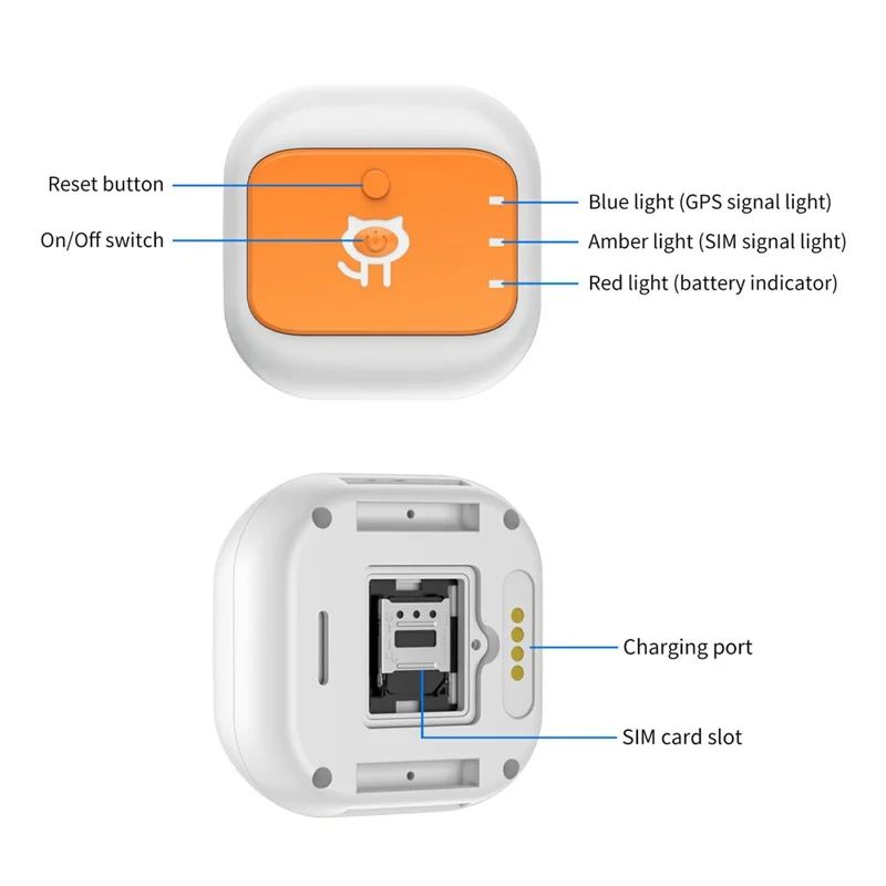 G01 4G SIM-kaart Smart Key Locator Ultra-lange Standby Item Tracker Real-time Positionering met Waarschuwing - Oranje