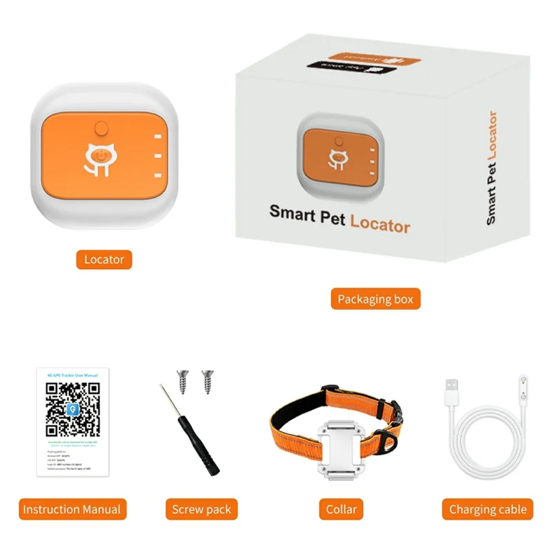 G01 4G SIM-kaart Smart Key Locator Ultra-lange Standby Item Tracker Real-time Positionering met Waarschuwing - Oranje