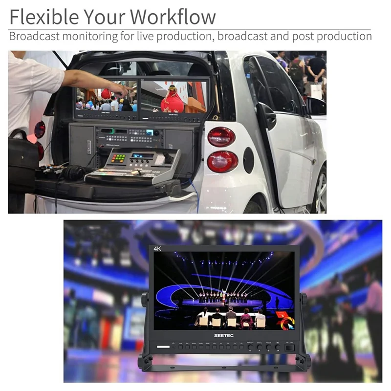 SEETEC P133-9SHD شاشة بث بمقاس 13.3 بوصة ودقة 4K، لوحة IPS، شاشة إنتاج HD، هيكل من الألومنيوم - قابس أمريكي