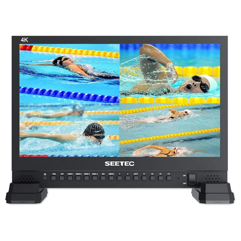 SEETEC 156-9HSD 15,6 tommer 4K IPS-skærm Quad Multiviewer-monitor 170° betragtningsvinkel HD-videovisning 3 farvetallylamper - US-stik