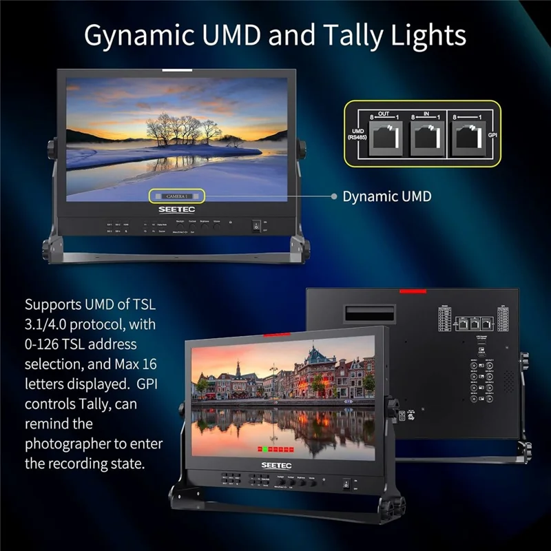 SEETEC ATEM156S 15.6 inch Broadcast Studio Monitor 4 SDI Multi-Source Display Professional Multi-Camera Monitoring - US Plug