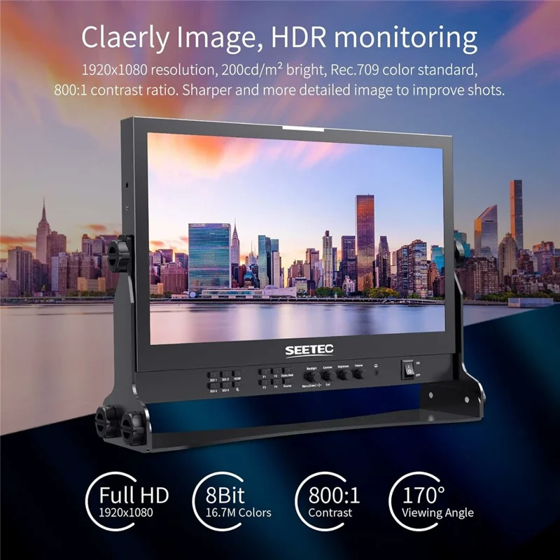 SEETEC ATEM156S 15.6 inch Broadcast Studio Monitor 4 SDI Multi-Source Display Professional Multi-Camera Monitoring - US Plug
