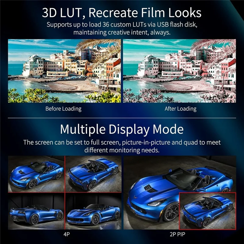 SEETEC ATEM156S 15.6 inch Broadcast Studio Monitor 4 SDI Multi-Source Display Professional Multi-Camera Monitoring - US Plug