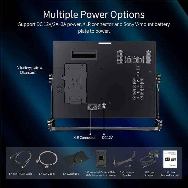 SEETEC ATEM156S 15.6 inch Broadcast Studio Monitor 4 SDI Multi-Source Display Professional Multi-Camera Monitoring - US Plug