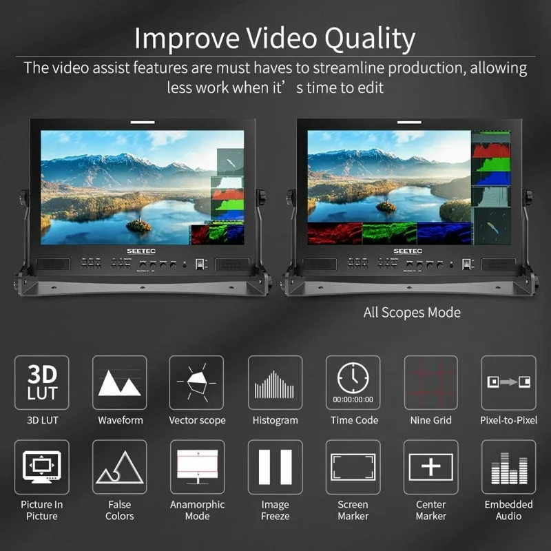 SEETEC ATEM173S 17,3 tommer Broadcast Studio Monitor 1920x1080 Multi-Camera Director Display til Studiooptagelser - US stik