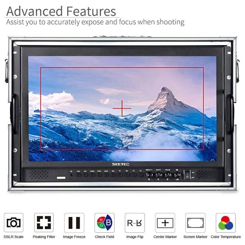 SEETEC P173-9HSD-CO 17,3 tomme Aluminiumkabinet Monterbar Direktørmonitor 3G-SDI / HD 1920x1080 FHD Rack Broadcast Betragtningsenhed - US Stik