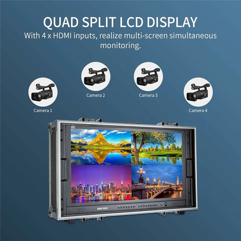 SEETEC 280-9HSD-CO 4-Split Screen 28 cali 4K Director Multi-Viewer 3840x2160 HD Broadcast Monitoring Unit - US Plug