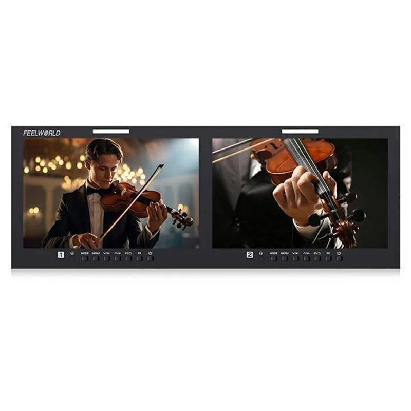 FEELWORLD D101 PLUS Doble 10.1 Pulgadas 4RU Montaje en Rack Monitor 4K HD SDI 1920x1200 Pantalla IPS Visualización Profesional - Enchufe EE.UU.