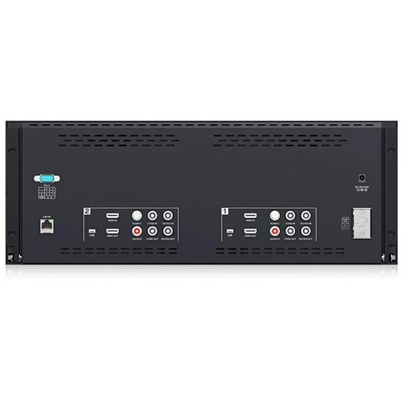 FEELWORLD D101 PLUS Doble 10.1 Pulgadas 4RU Montaje en Rack Monitor 4K HD SDI 1920x1200 Pantalla IPS Visualización Profesional - Enchufe EE.UU.