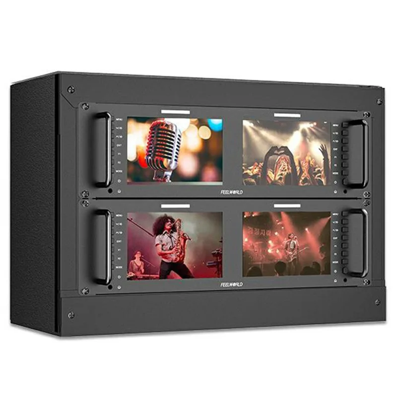 FEELWORLD D71 PLUS Podwójny 7-calowy monitor IPS 3RU montowany w racku 4K HD SDI 1920x1200 do transmisji wideo - wtyk amerykański