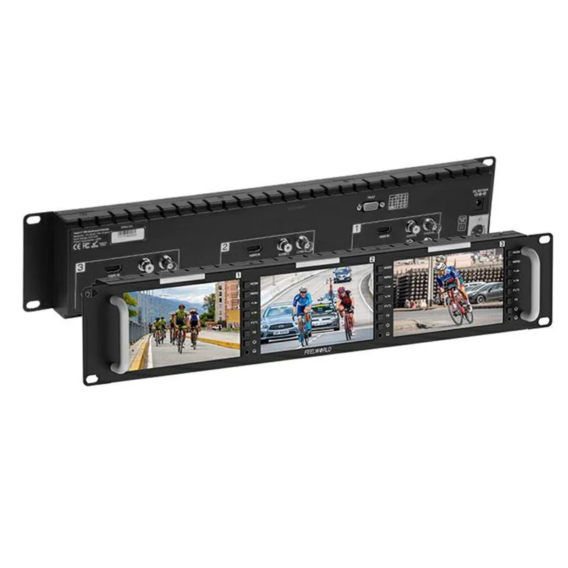 FEELWORLD T51 PLUS-H 2RU Rack Mount Triple 5,5 cala IPS Ekran FHD 4K HD AV Monitor Wideo - Wtyczka US