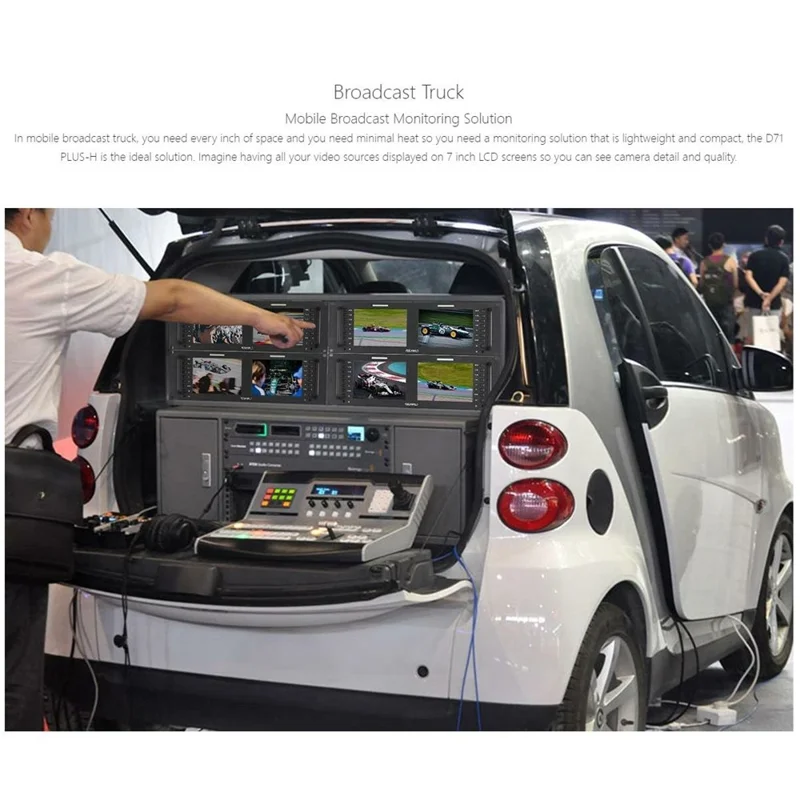 شاشة FEELWORLD D71 PLUS-H المزدوجة بحجم 7 بوصة ودقة 1920x1200 مع شاشة IPS وتركيب بحجم 3RU، ومراقبة 4K HD / الموجة / المقياس المتجه - قابس أمريكي