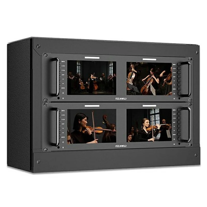 شاشة FEELWORLD D71 PLUS-H المزدوجة بحجم 7 بوصة ودقة 1920x1200 مع شاشة IPS وتركيب بحجم 3RU، ومراقبة 4K HD / الموجة / المقياس المتجه - قابس أمريكي