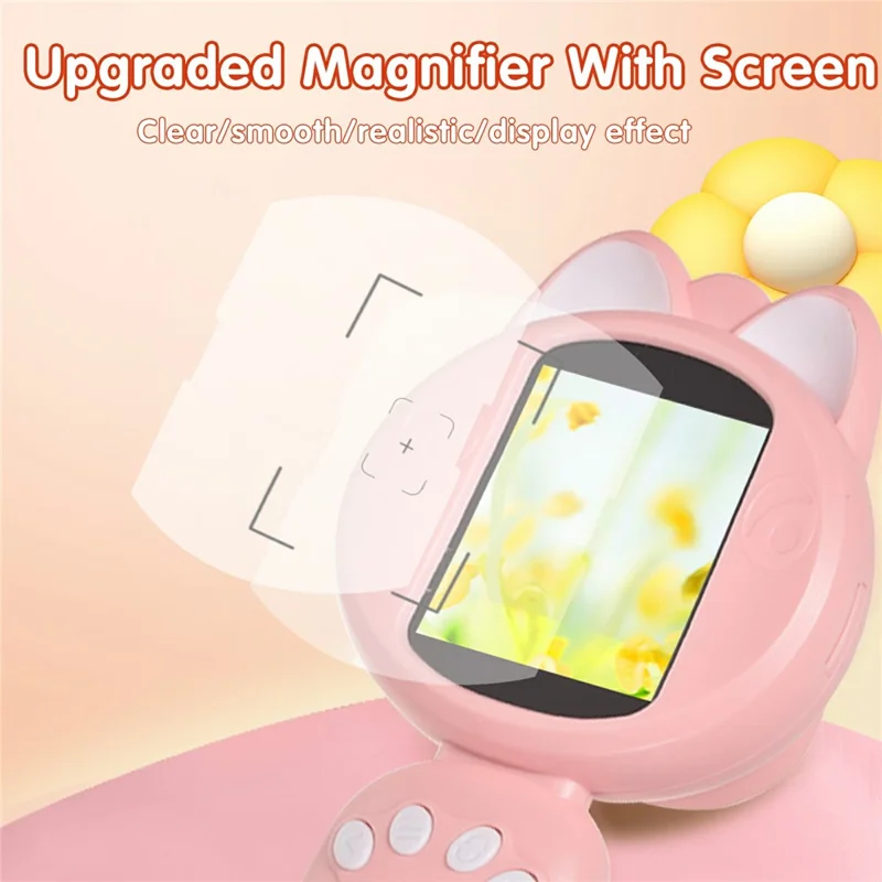 XM020A Digital Microscope for Kids 2.0 Inch IPS Color Screen Magnifier 4X Zoom LED Illumination STEM Learning Tool - Pink