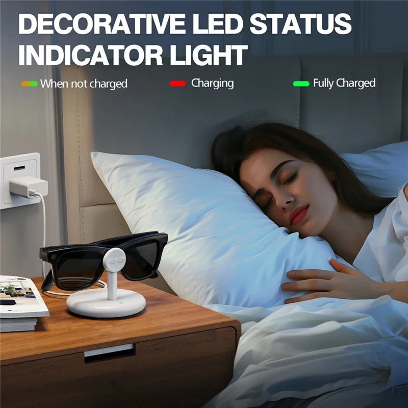 Charging Stand AR Smart Glasses For Ray-Ban Meta Wayfarer  /  Skyler /  Headliner  /  Oakley HSTN USB-C Docking Station for Desktop - White